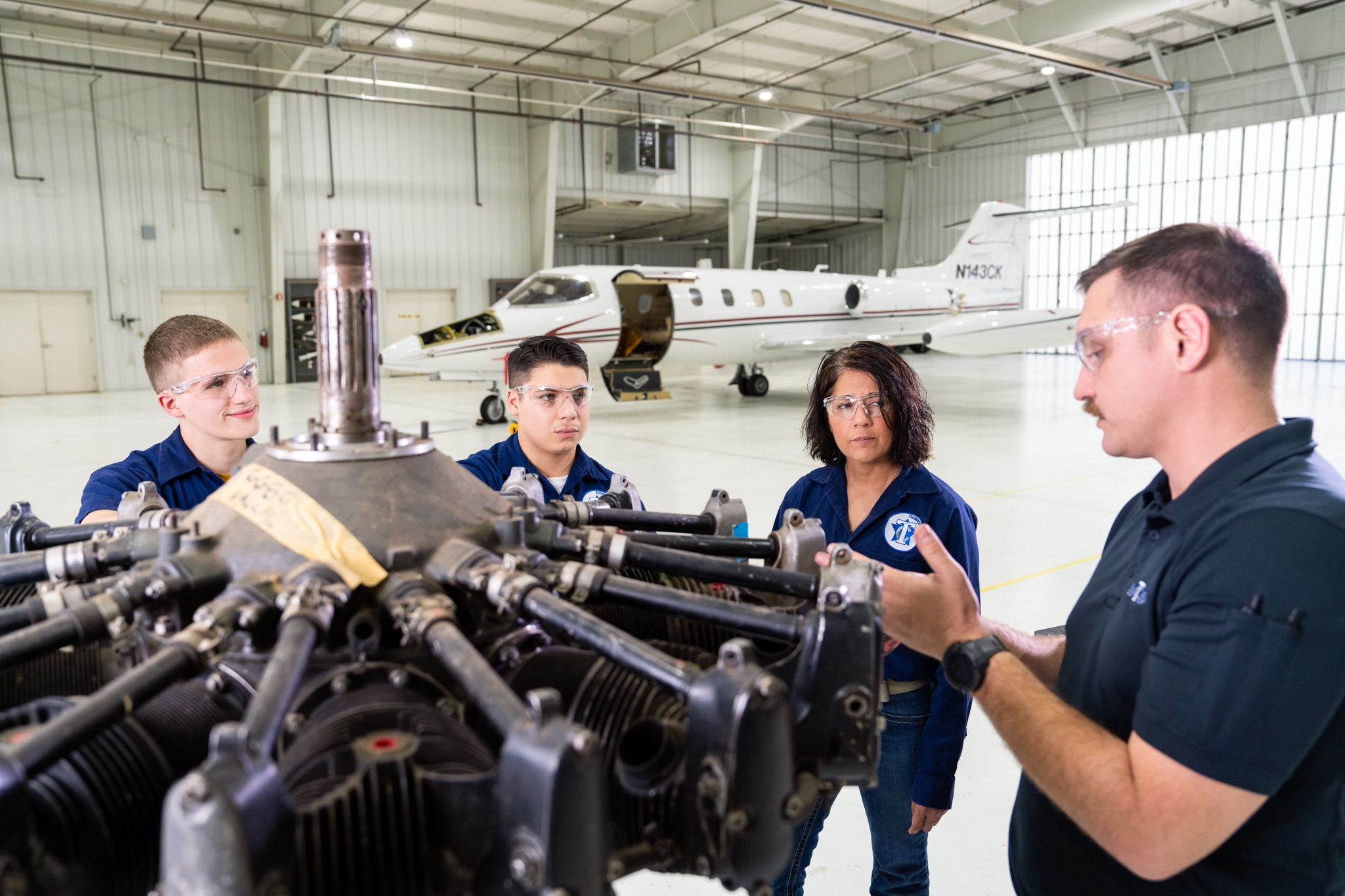 Small jet in hangar