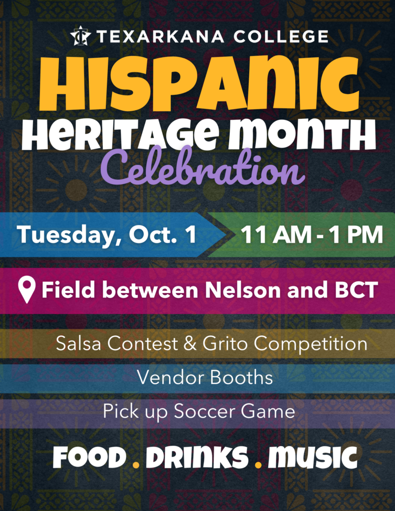 Celebrate Hispanic Heritage Month October 1 at 11am on the lawn in front of the admin building